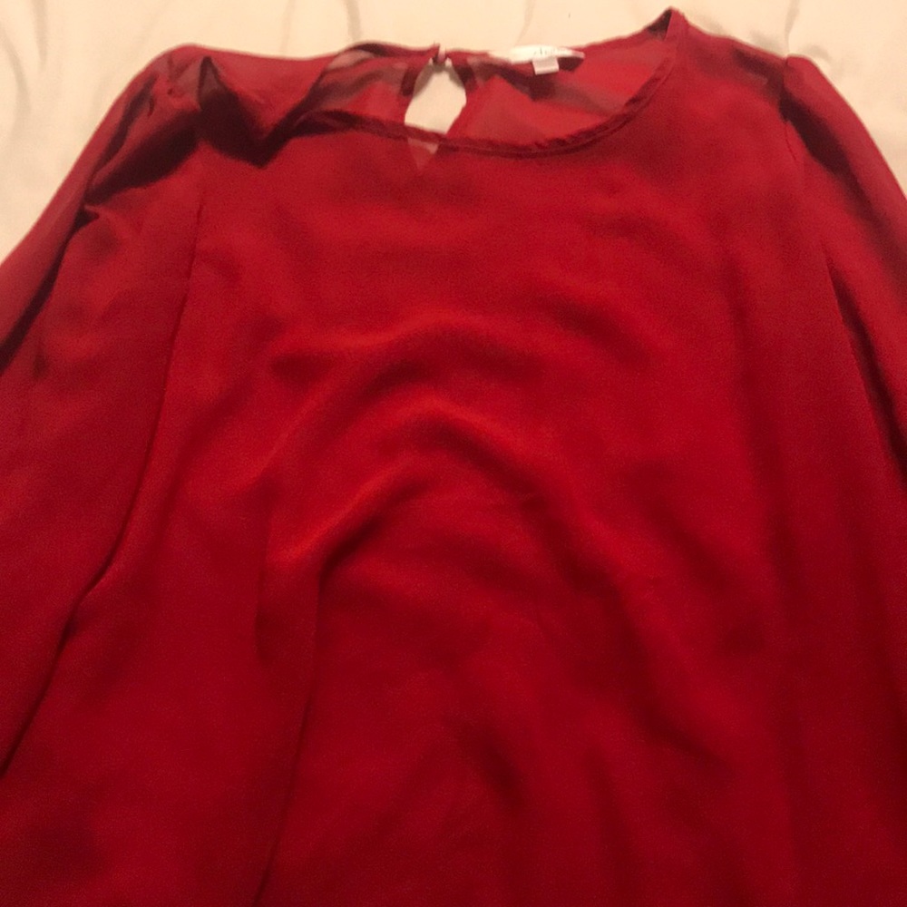 Red see through blouse